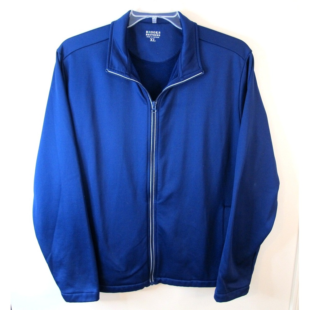 Brooks Brothers Full Zip Navy Blue Track‎ Jacket Men's XL Pockets Stretch